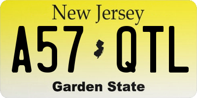 NJ license plate A57QTL