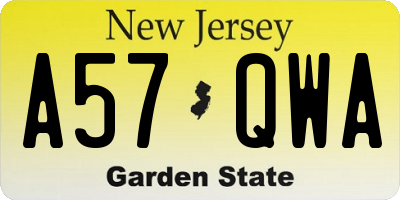 NJ license plate A57QWA