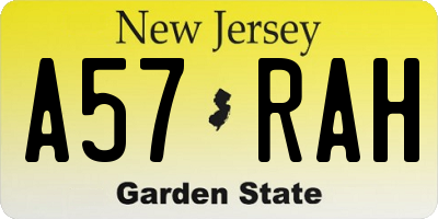 NJ license plate A57RAH