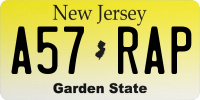 NJ license plate A57RAP