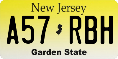 NJ license plate A57RBH