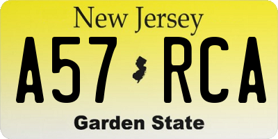 NJ license plate A57RCA