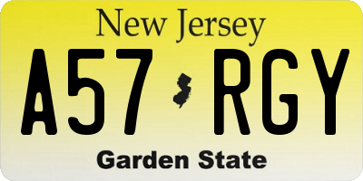 NJ license plate A57RGY