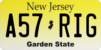 NJ license plate A57RIG