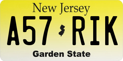 NJ license plate A57RIK