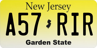 NJ license plate A57RIR