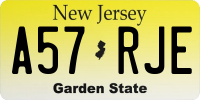 NJ license plate A57RJE