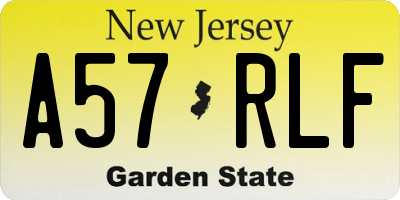 NJ license plate A57RLF