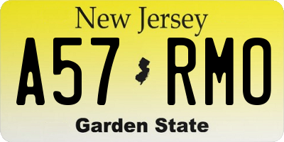 NJ license plate A57RMO