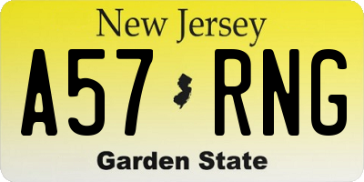NJ license plate A57RNG