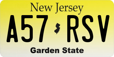 NJ license plate A57RSV