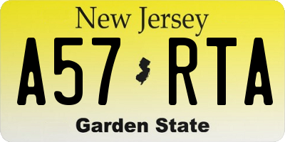 NJ license plate A57RTA