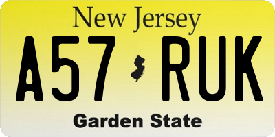 NJ license plate A57RUK
