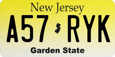 NJ license plate A57RYK