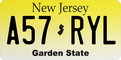 NJ license plate A57RYL