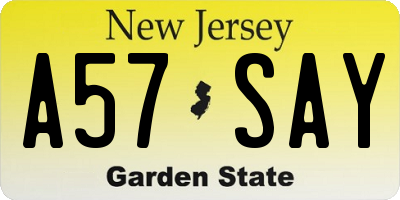 NJ license plate A57SAY