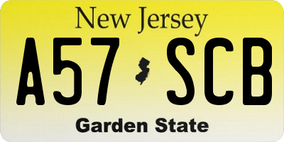 NJ license plate A57SCB