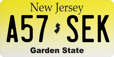 NJ license plate A57SEK