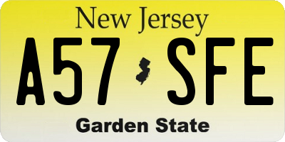 NJ license plate A57SFE