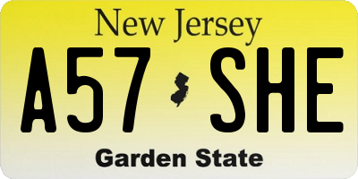 NJ license plate A57SHE