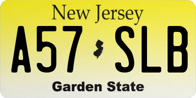 NJ license plate A57SLB