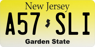 NJ license plate A57SLI