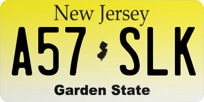 NJ license plate A57SLK