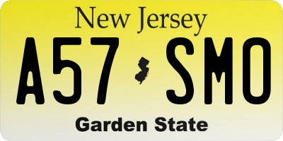 NJ license plate A57SMO