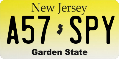 NJ license plate A57SPY