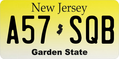 NJ license plate A57SQB