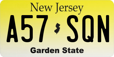 NJ license plate A57SQN