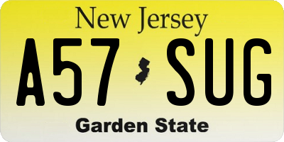 NJ license plate A57SUG
