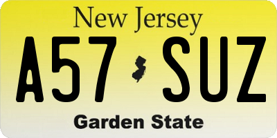 NJ license plate A57SUZ