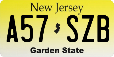 NJ license plate A57SZB