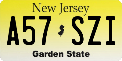 NJ license plate A57SZI