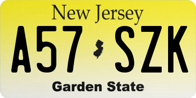 NJ license plate A57SZK