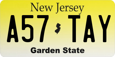 NJ license plate A57TAY