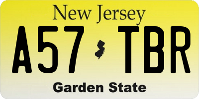 NJ license plate A57TBR