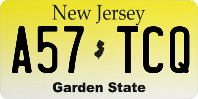NJ license plate A57TCQ