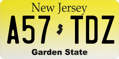 NJ license plate A57TDZ