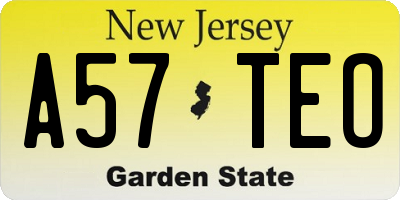 NJ license plate A57TEO