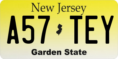 NJ license plate A57TEY