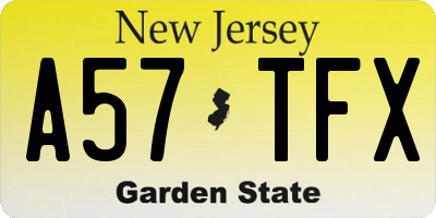 NJ license plate A57TFX