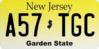 NJ license plate A57TGC
