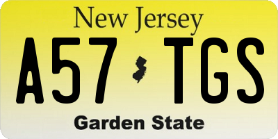NJ license plate A57TGS