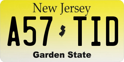 NJ license plate A57TID