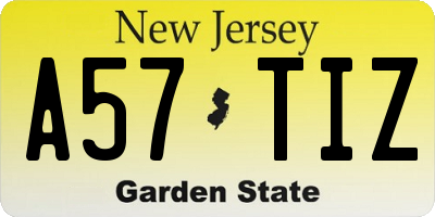 NJ license plate A57TIZ