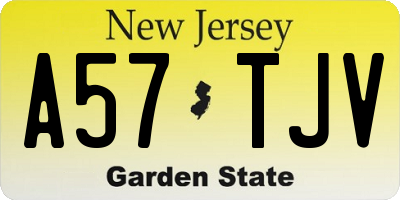 NJ license plate A57TJV