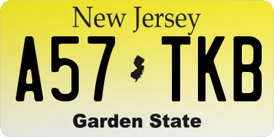NJ license plate A57TKB