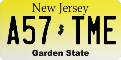 NJ license plate A57TME